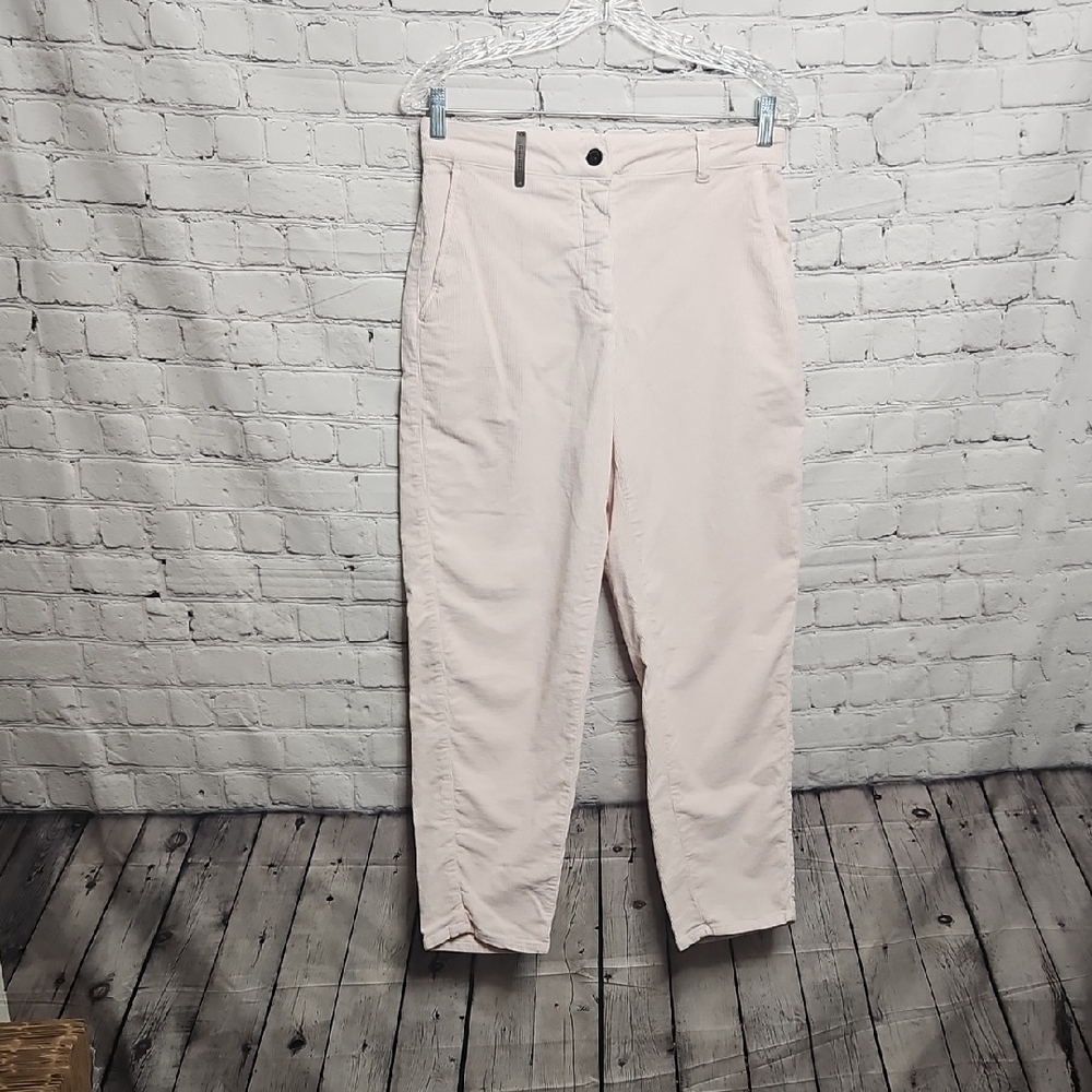 Peserico Pink Corduroy Pants Women's Straight Fit EU44 US8 US10
